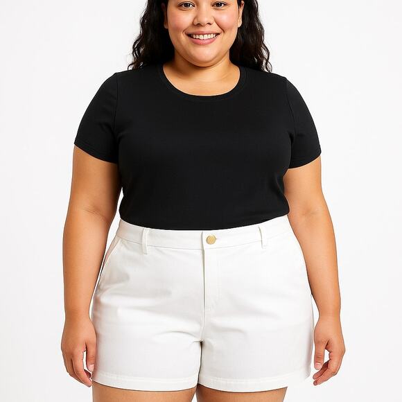 LANDS' END White Straight Fit Shorts - Picture 1 of 9